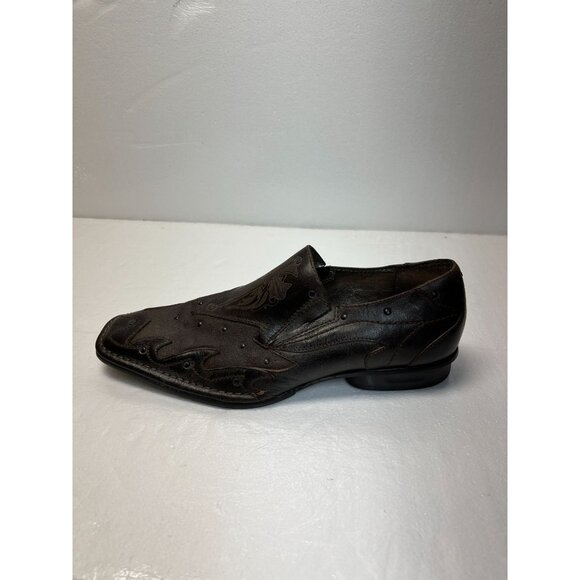 Mark Nason Brown Leather Slip-On Mens Dress Shoes‎ Size 10.5 With Western Design - Picture 7 of 14